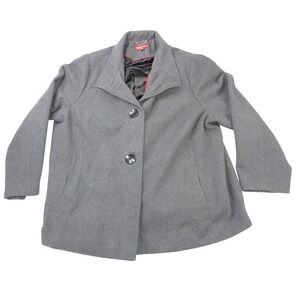 Merona Womens Gray Wool Blend Pea Coat Button Front Jacket Size 4 Plus Size